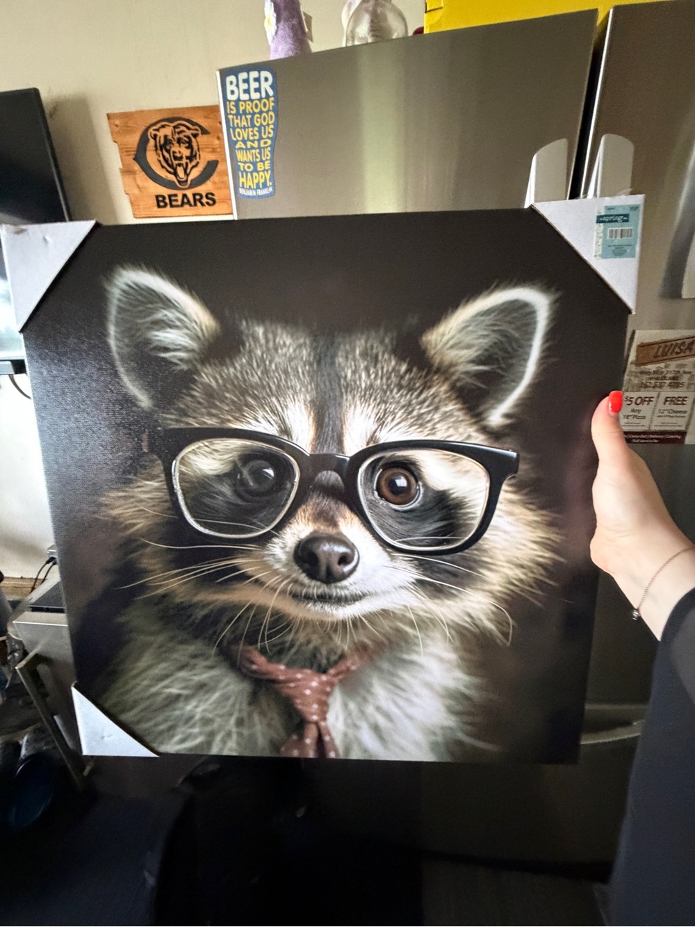 Hobby Lobby Raccoon Art Print in Black and Brown
